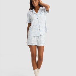 Cozy Earth Women's Bamboo Stretch-Knit Blue Toile Short Sleeve Pajama Set